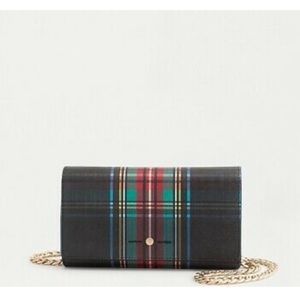 NWOT J.Crew Tartan Plaid Leather Purse Wallet